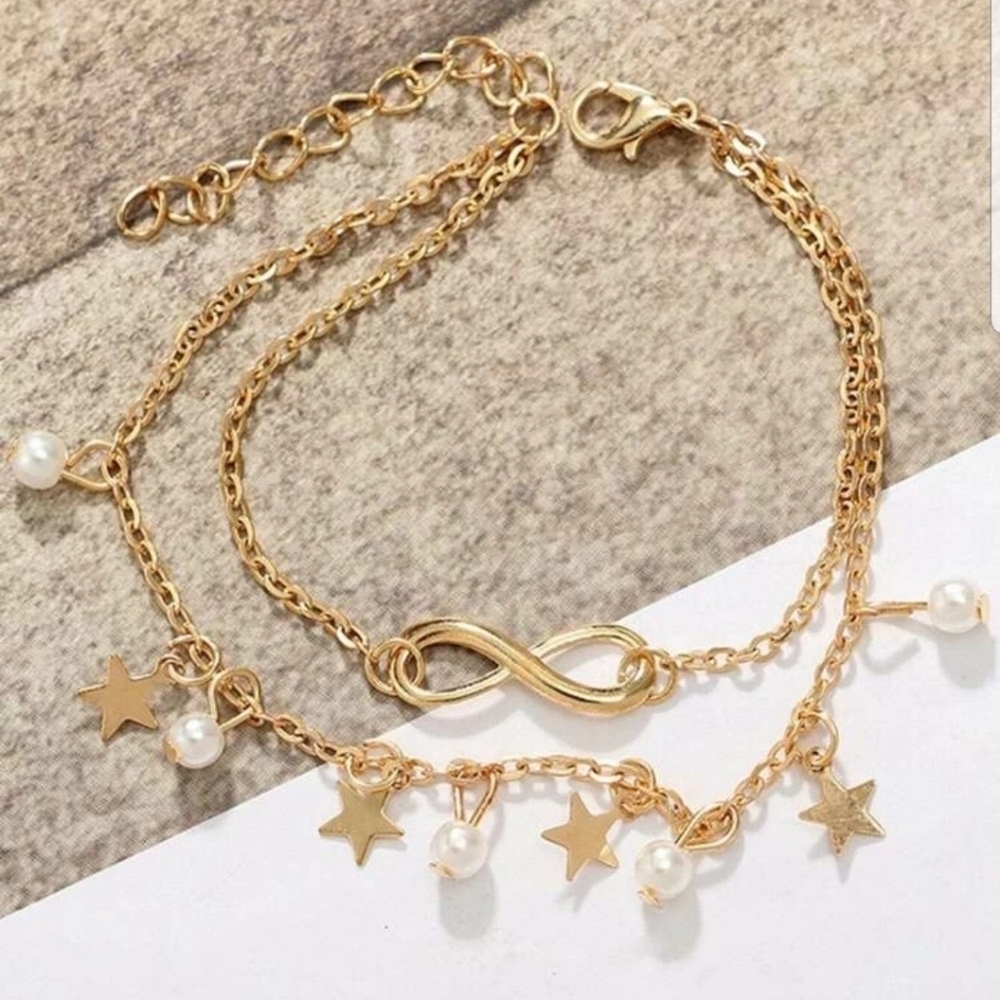 Star & Infinity Layered Anklet - Picture 2 of 3